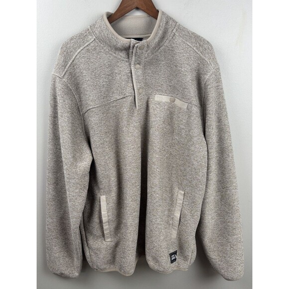 Eddie Bauer Other - Eddie Bauer Sweater Mens XL Pullover Fleece 1/4 Snap Beige Knit Front Pocket